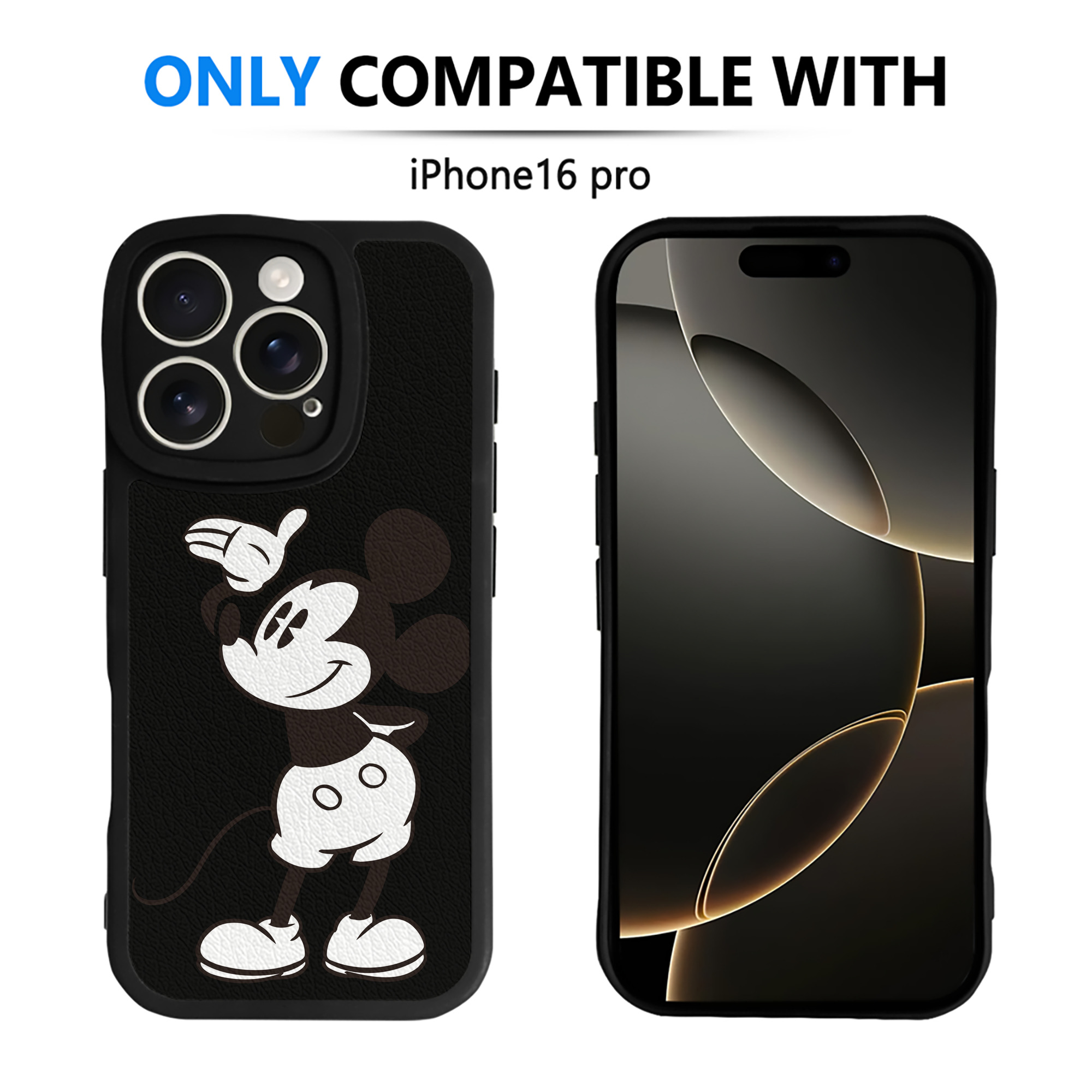 （画像用） ミッキーマウス Mickey Mouse 【iPhone 16シリーズ対応】シリコンスマホケース（レザー調） 材質：シリコン